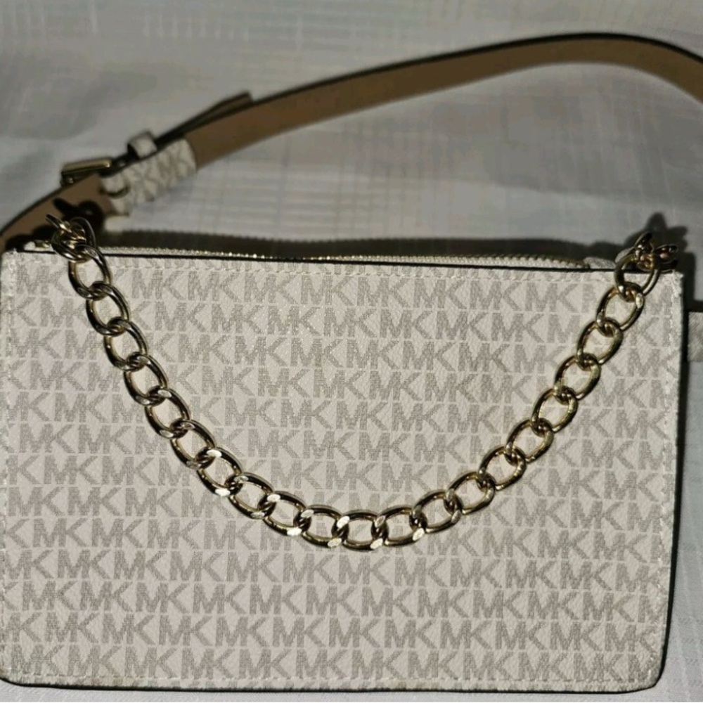 Michael Kors Beige and Gold Chain Fanny Pack